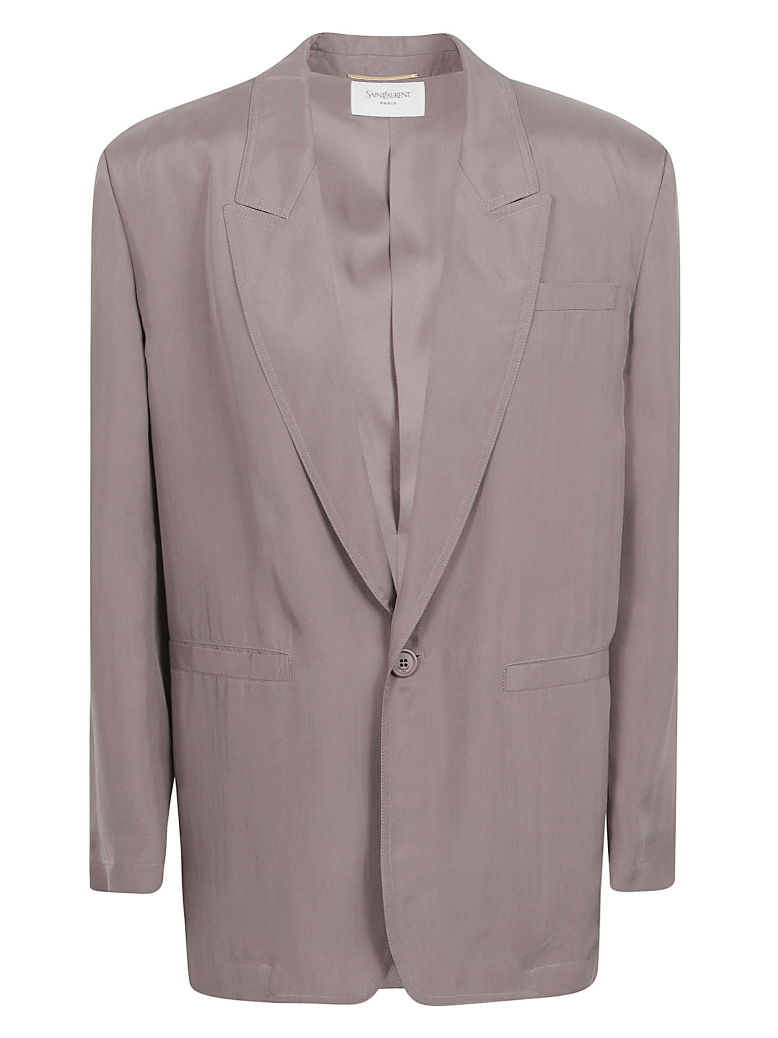 Silk Jacket with Notched Lapels and Three Pockets