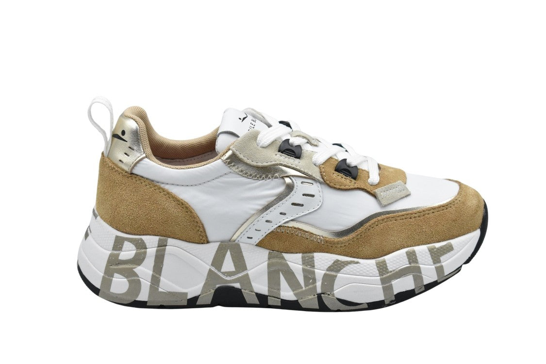 Caramel And White Laced Sneakers