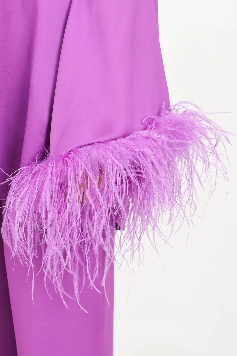 Long Satin Blouse - Purple