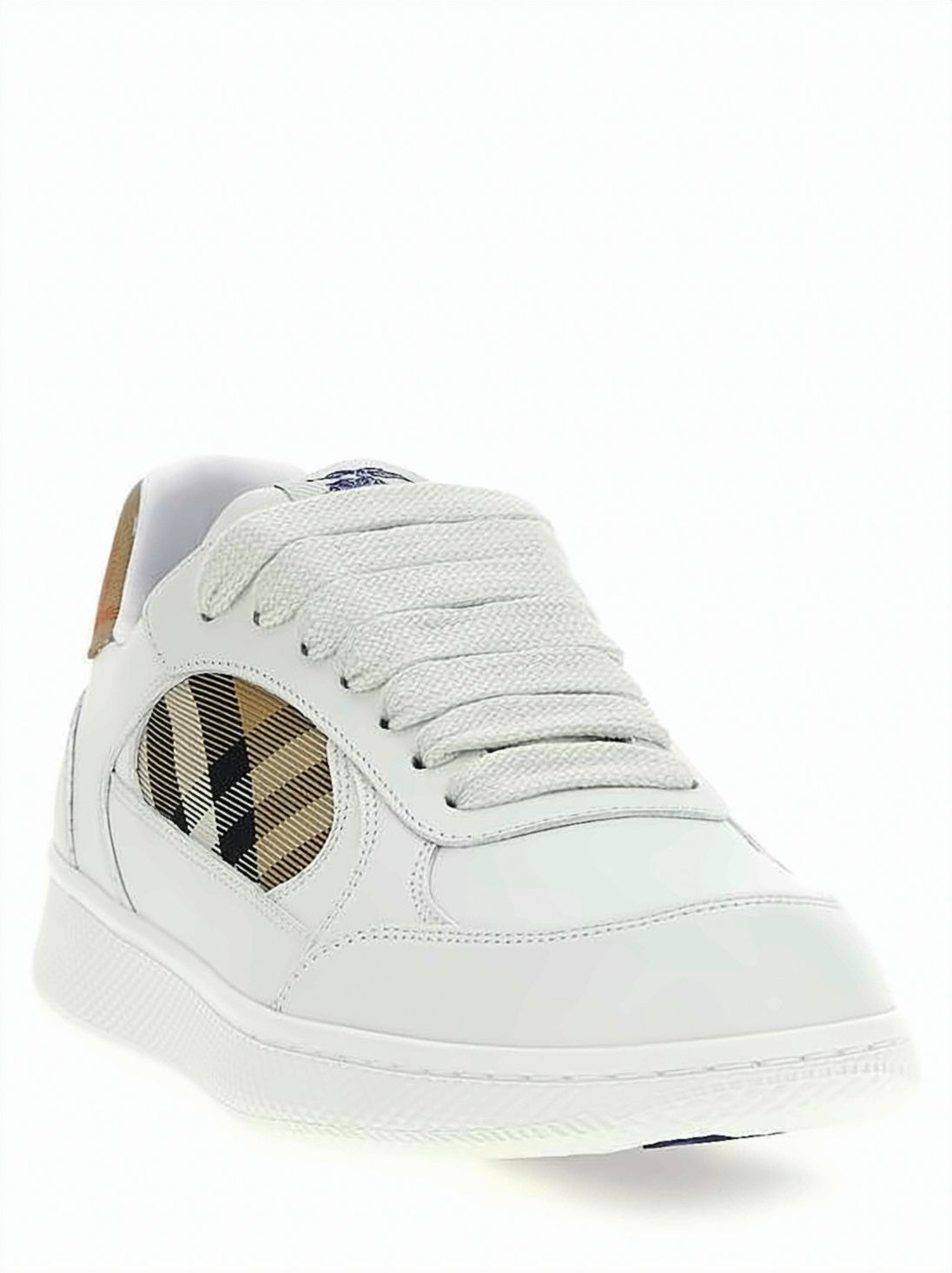 Leather Sneakers With Signature Check Panels