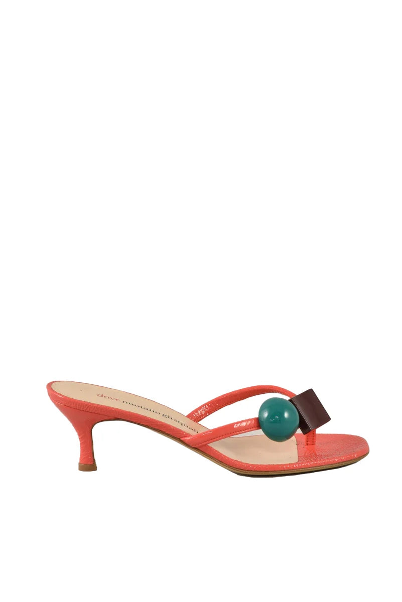 Leather Flip-Flops - Red
