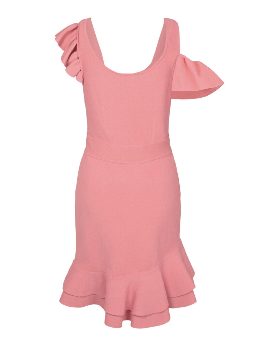 Compact Knit Mini Ruffle Dress