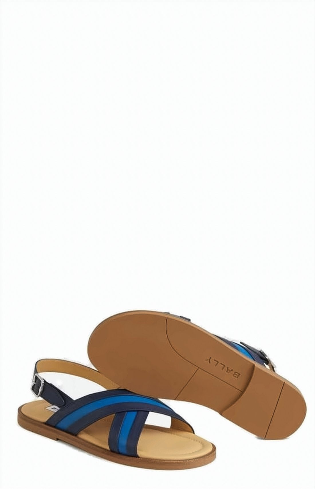 Slingback Flat Sandals With Overlapping Leather Straps