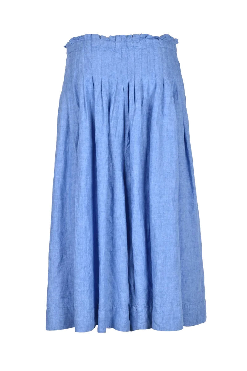 Linen Culottes High Waist - Light Blue