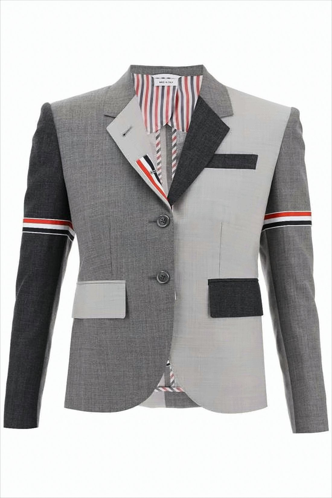 Patchwork Design Wool Sport Coat