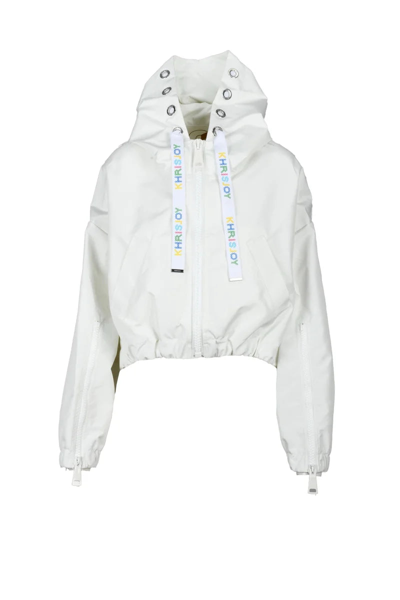 Cropped Polyester Coat - White