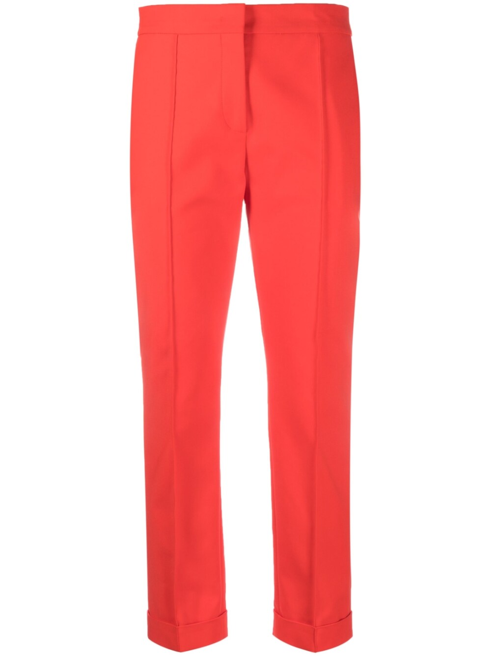 Slim Cut Cropped Trousers With Exposed-Seam Detailing