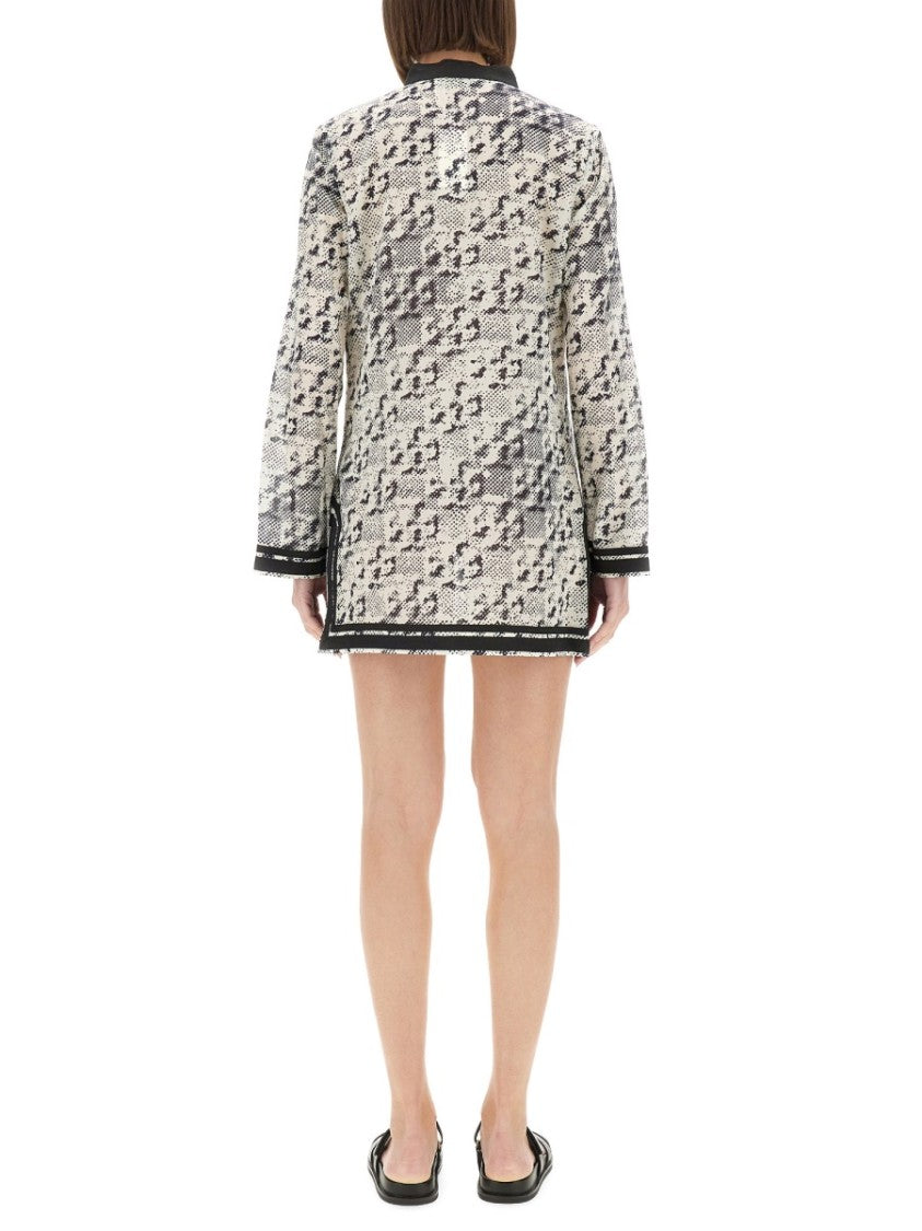 Printed Silk-Cotton Tunic With V-Neckline