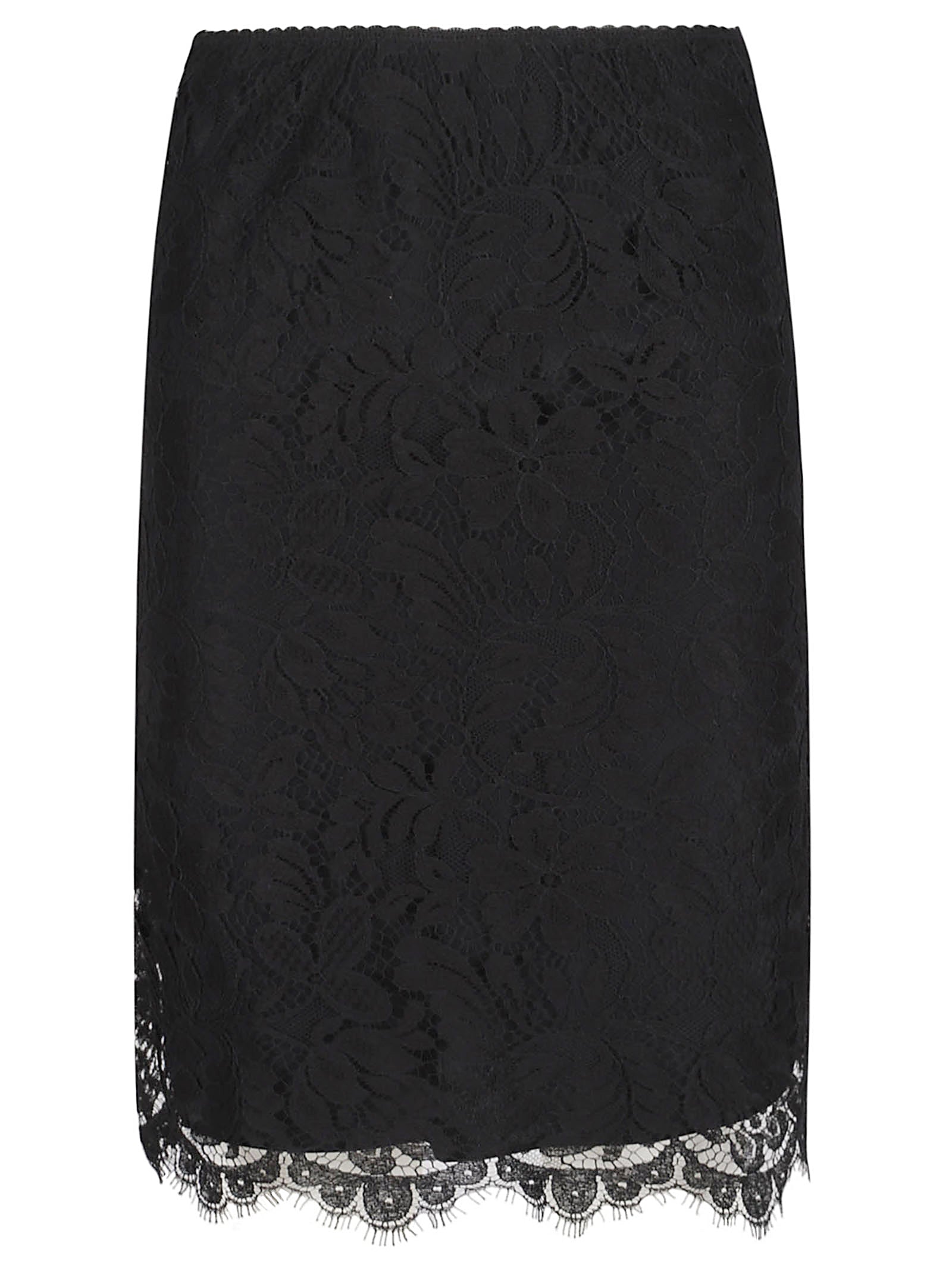 Knee-Length Skirt with Scalloped Hem