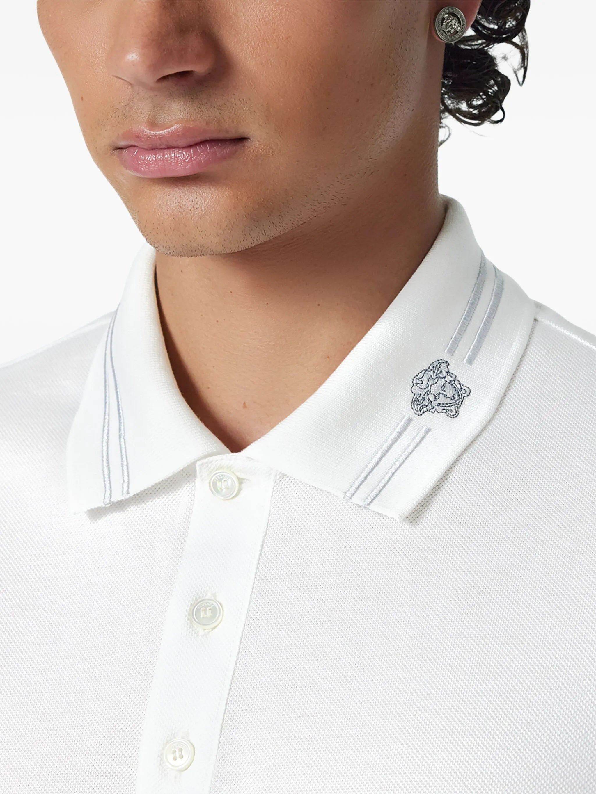 Black Classic Short-Sleeve Double Stripe Polo