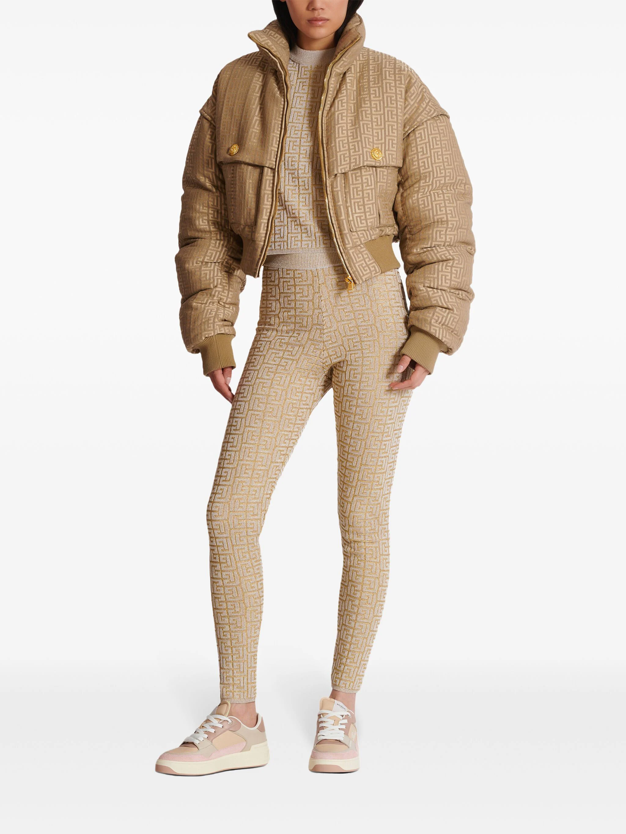 Neutral Leggings High-Waisted Knit Leggings