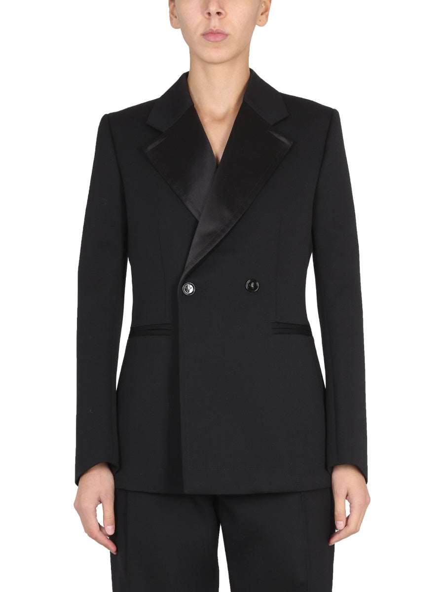 Wool Jacket with Satin Chintz Lapels