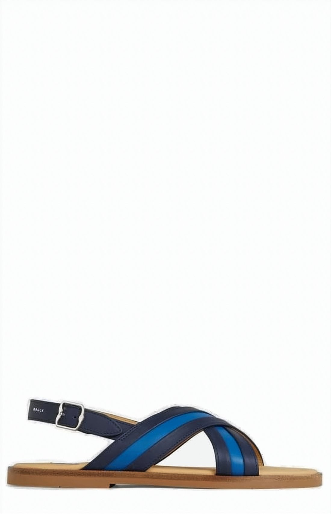 Slingback Flat Sandals With Overlapping Leather Straps