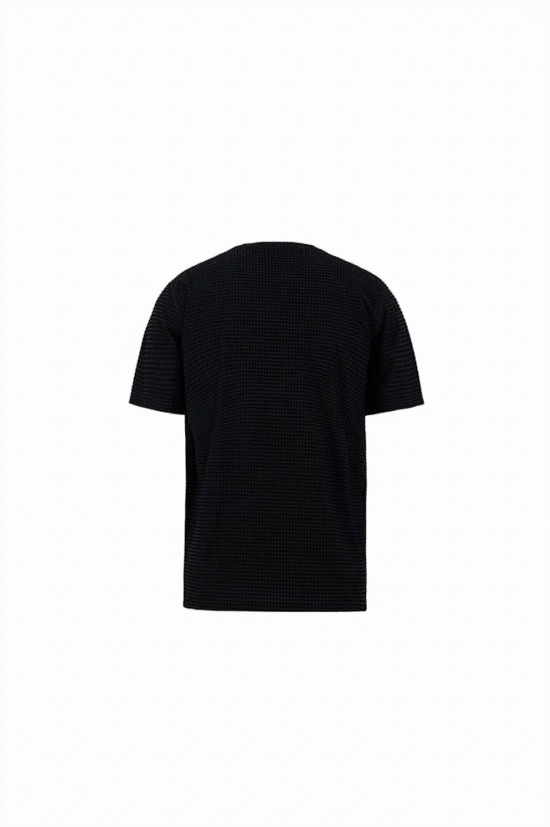 Textured Black T-Shirt with Classic Crew Neckline