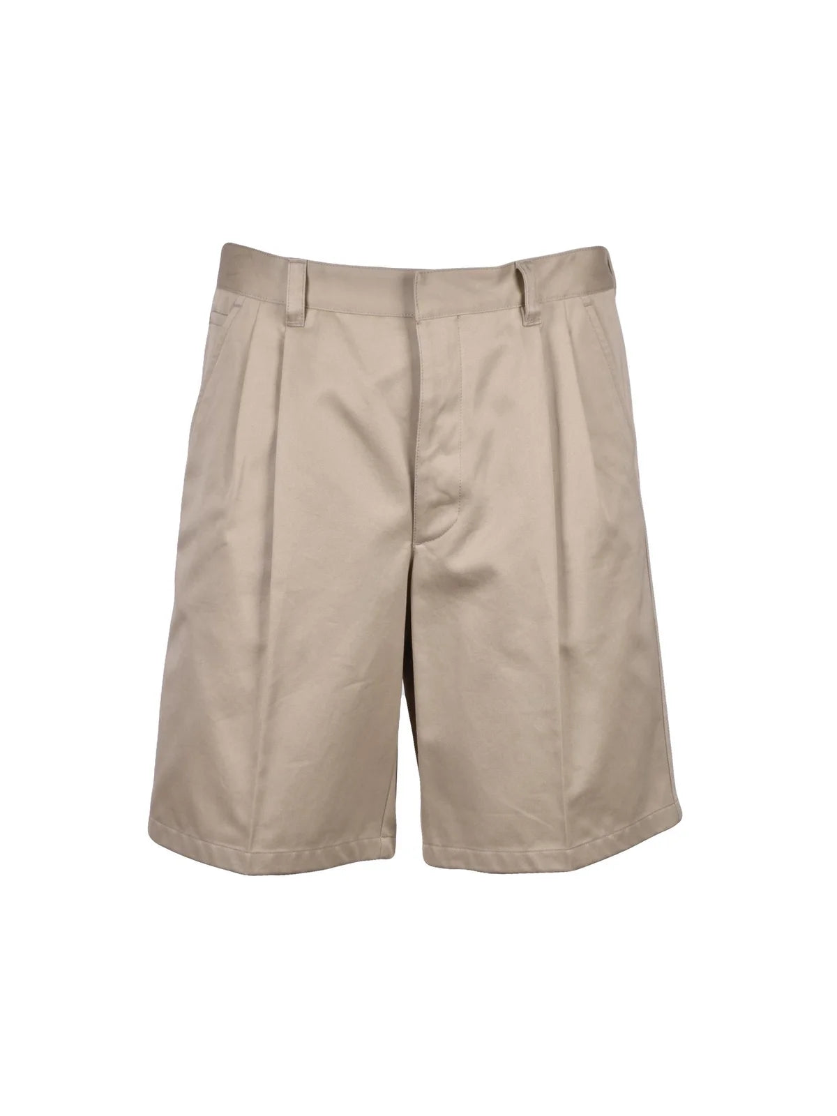 Tailored Beige Shorts with Flat Front