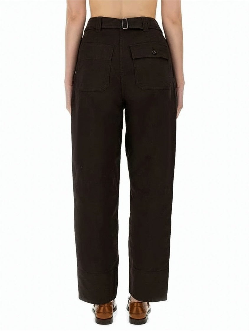 High-Waisted Straight-Leg Pants with Front Pleats