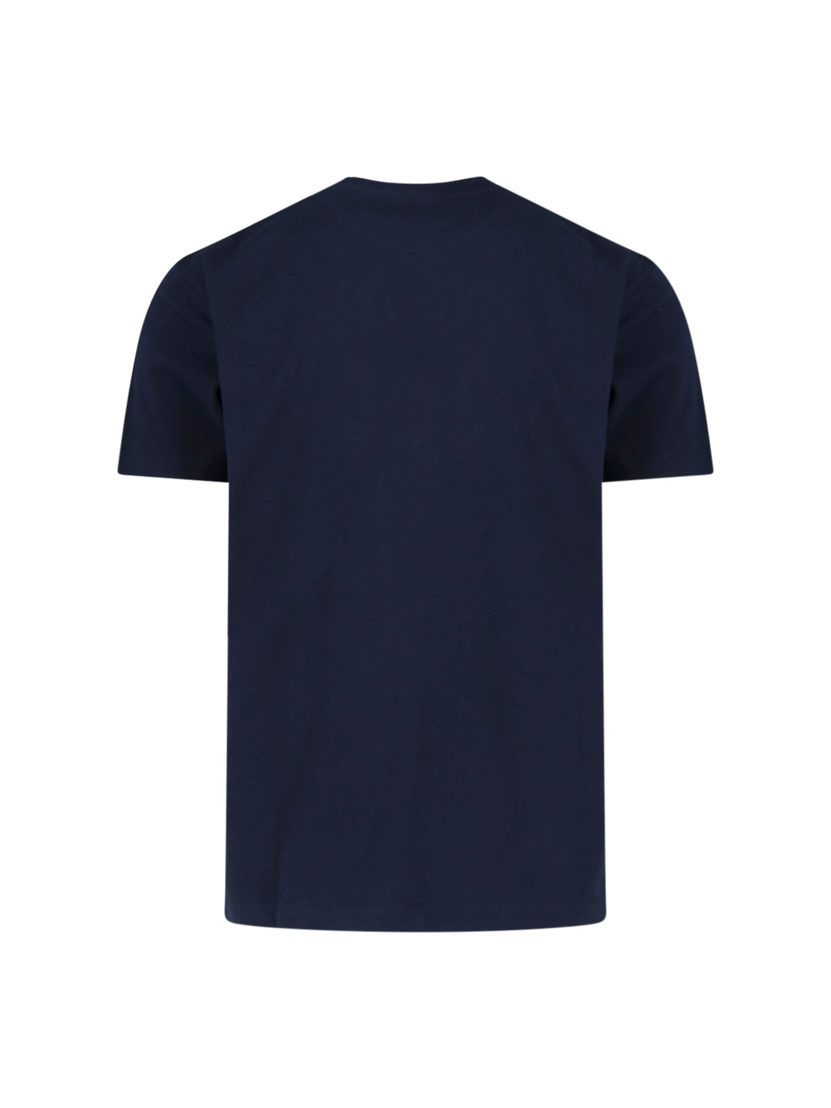 Dark Blue Cotton Crew Neck T-Shirt with Contrasting Logo