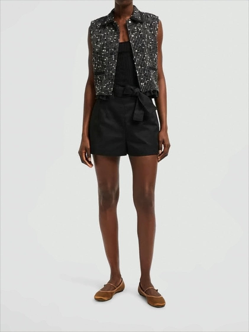 Tailored High-Waist Shorts With Bow Tie Detail