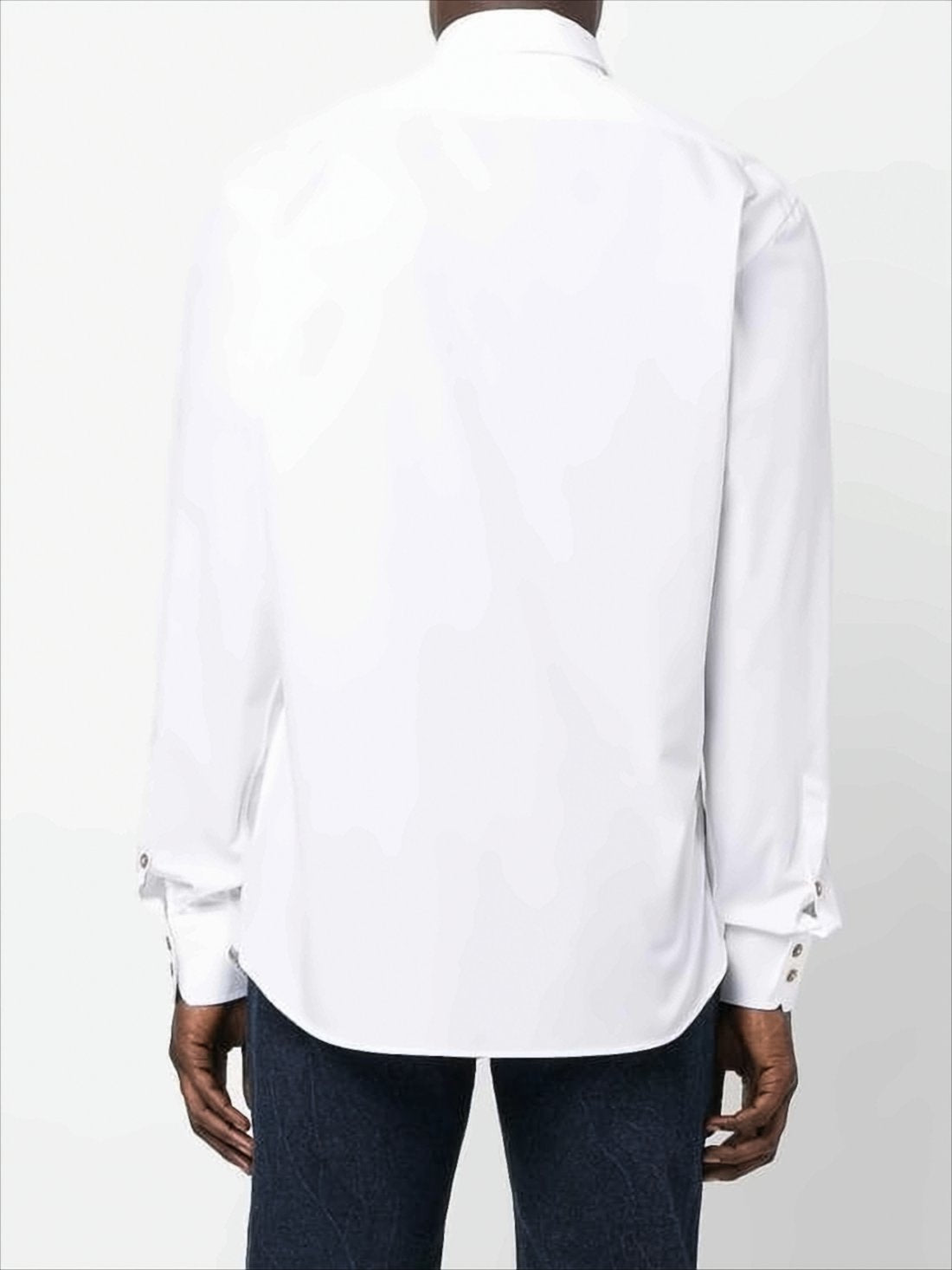 Long-Sleeve White Cotton Shirt with Crisp Collar