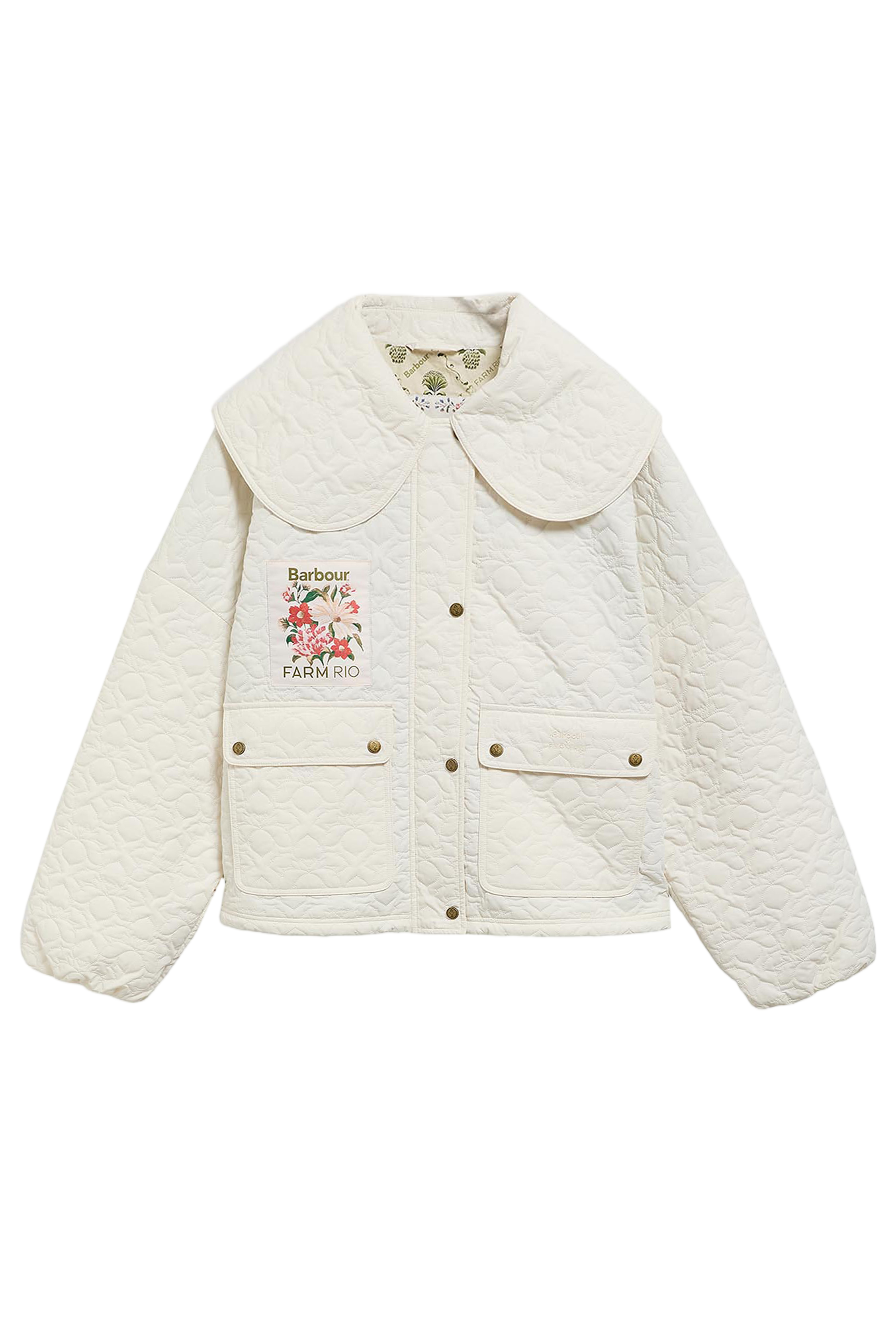 White 'Lotus Quilt' Quilted Jacket