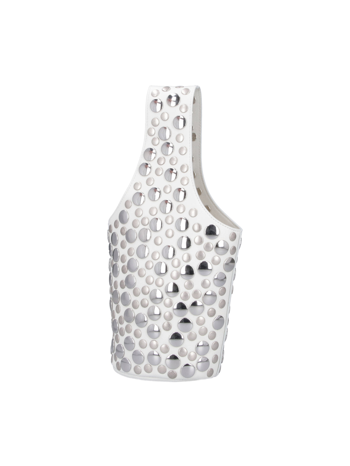 White Livia Small Studs Leather Tote