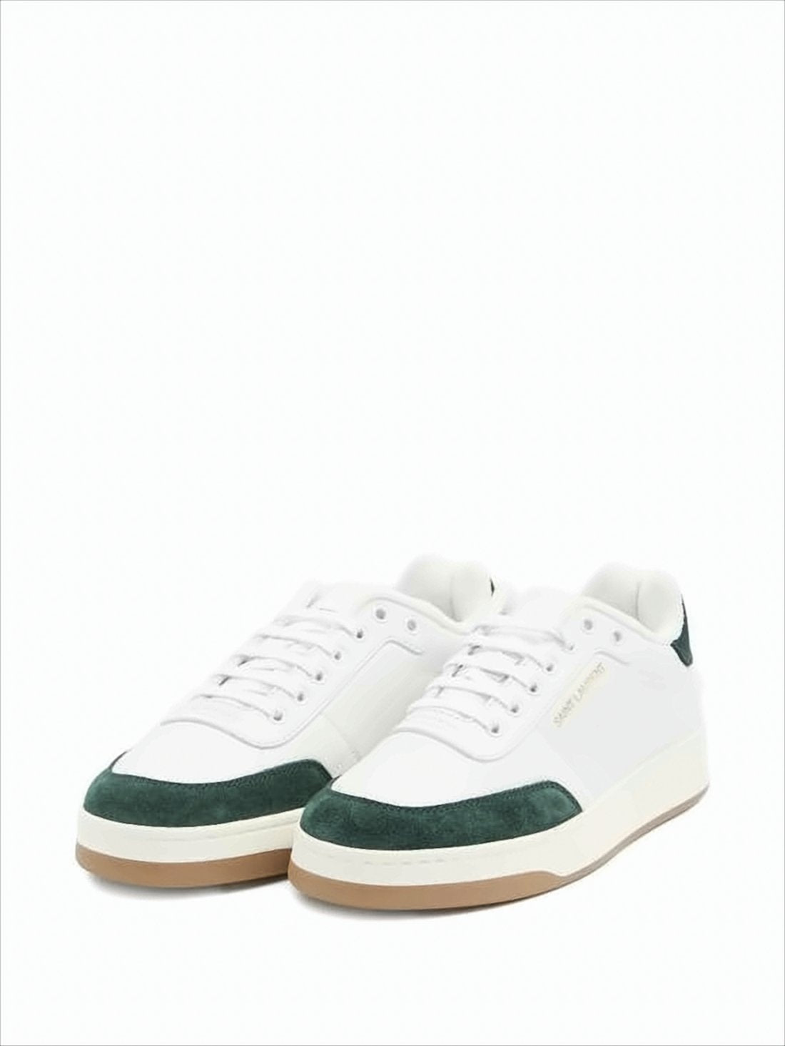 Low-Top Smooth Leather Sneakers with Suede Accents