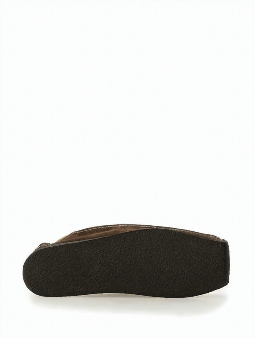 Moccasin-Style Brown Suede Loafers with Toggle Lace Detail