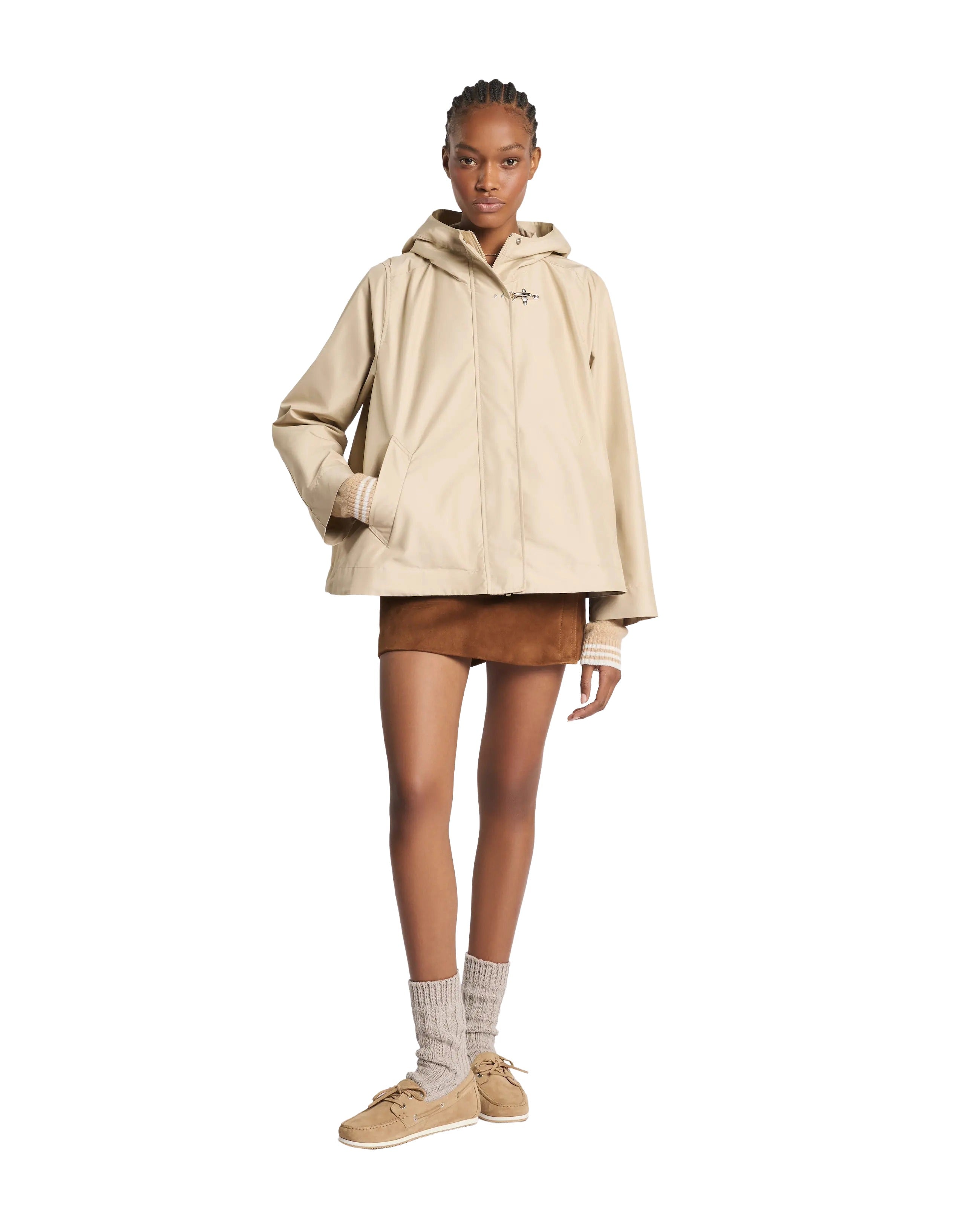 Short Parka with Integrated Hood