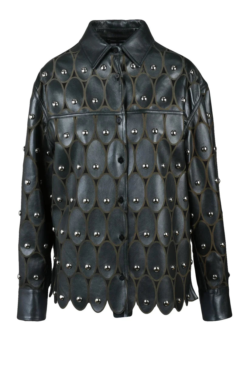 Leather Studded Shirt - Black