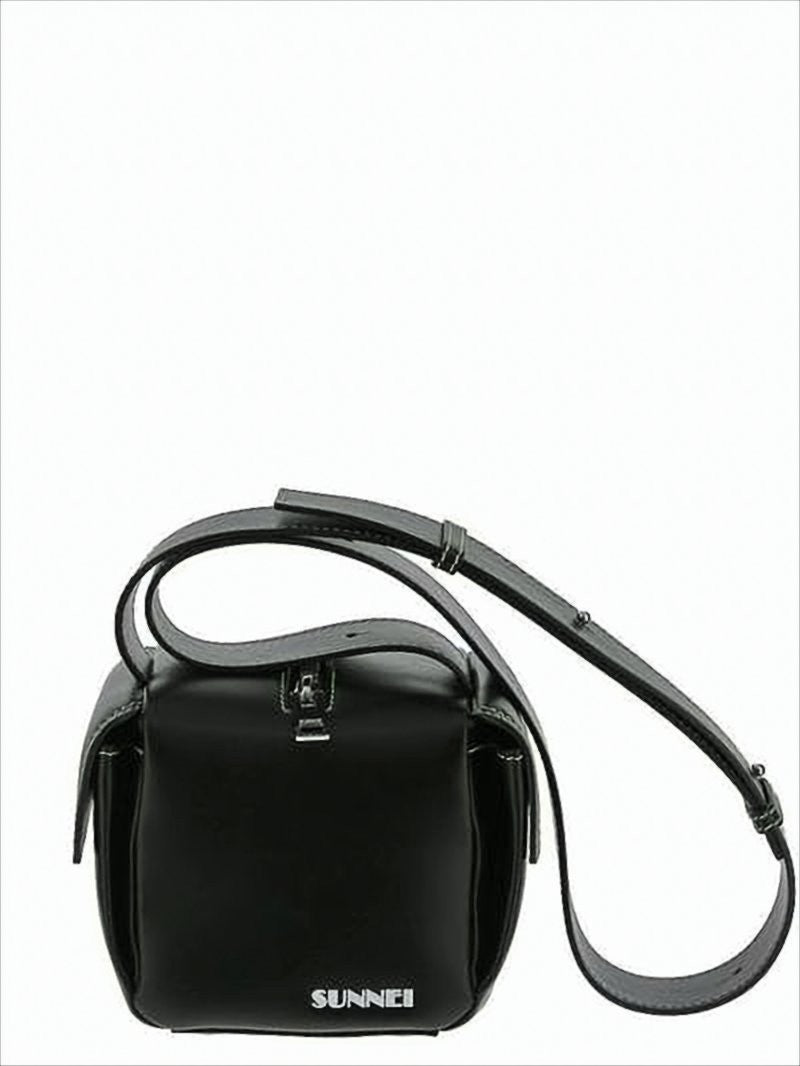 Structured Black Leather Crossbody Bag