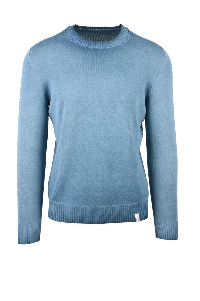 Cotton Crew Neck Sweater - Light Blue