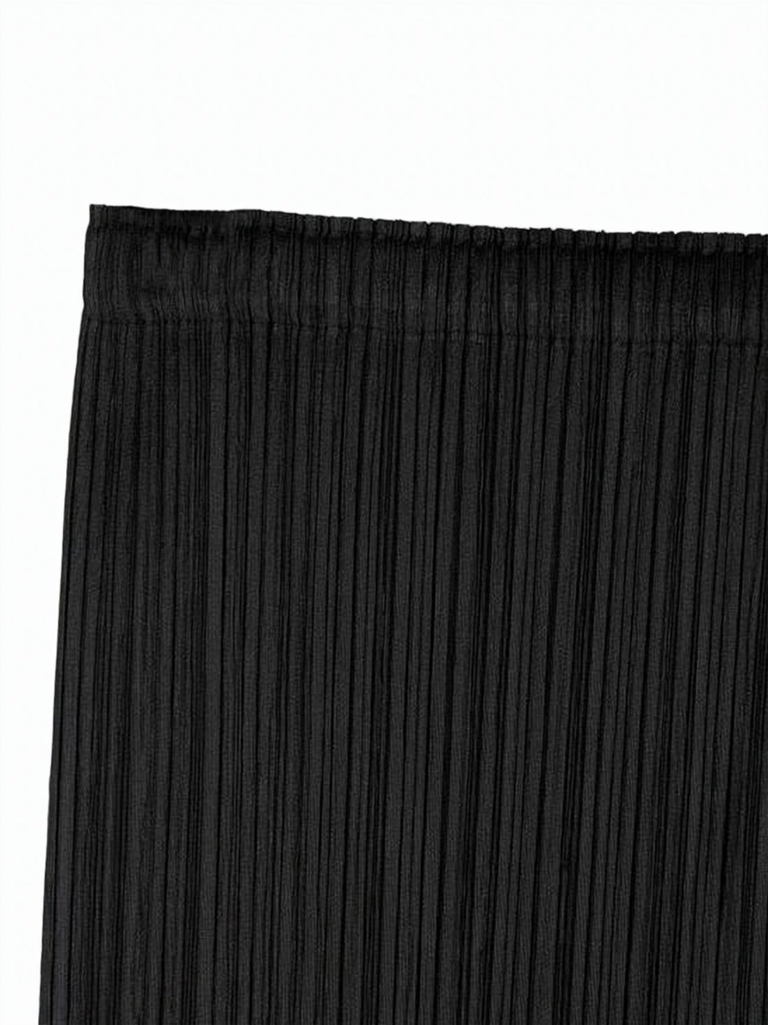 Midi Skirt with Vertical Pleats and Elastic Waistband