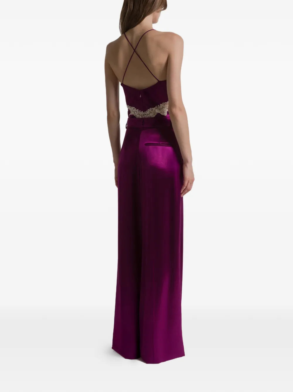 Wide-Leg High-Waist Pants with Front Pleats