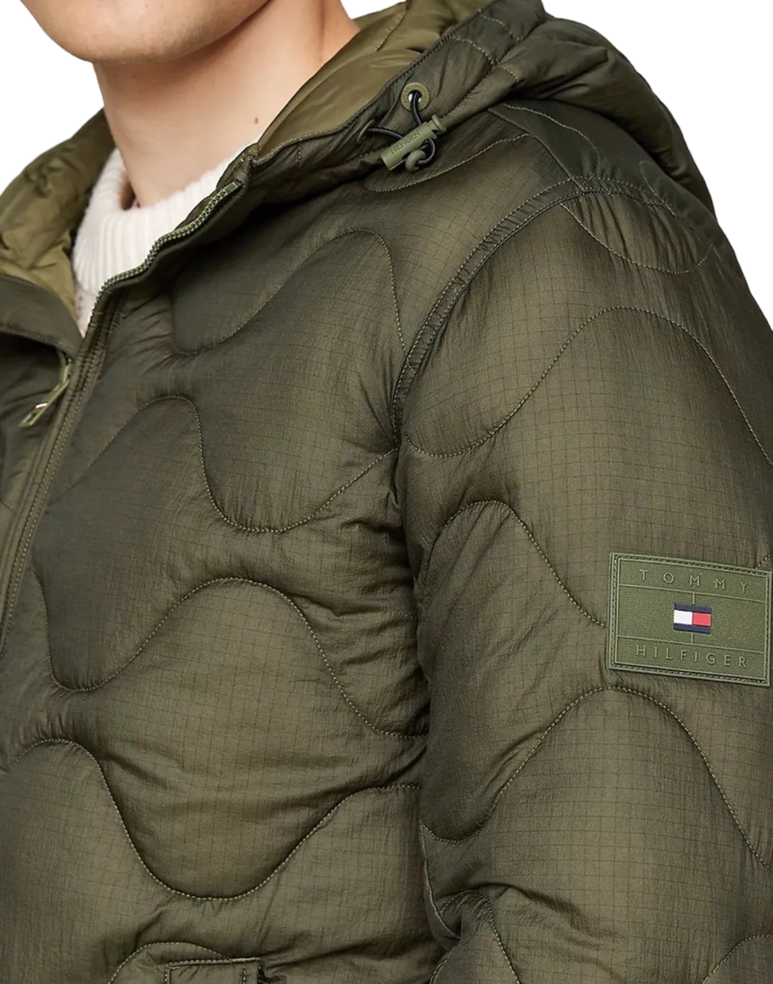 Quilted Green Jacket With Hood