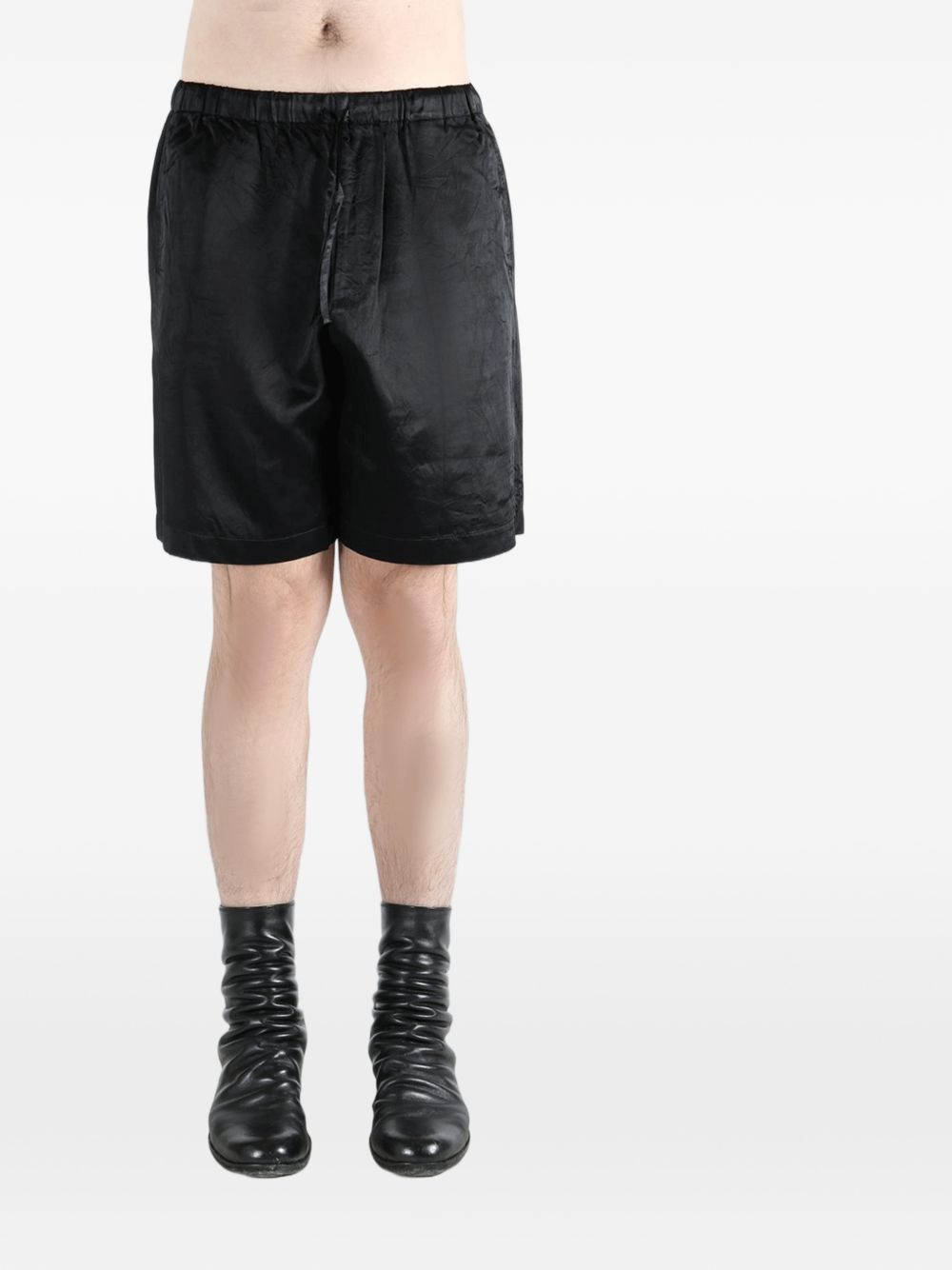Drawstring Black Shorts With Elasticated Waistband
