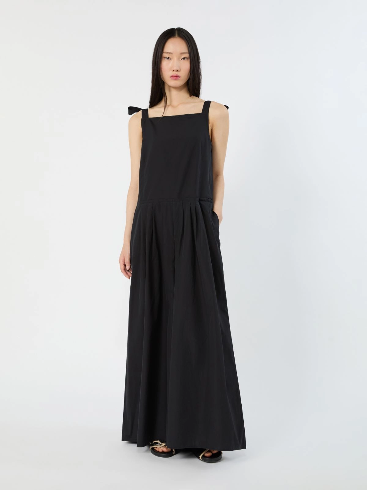 Sleeveless Black Jumpsuit with Gathered Waist