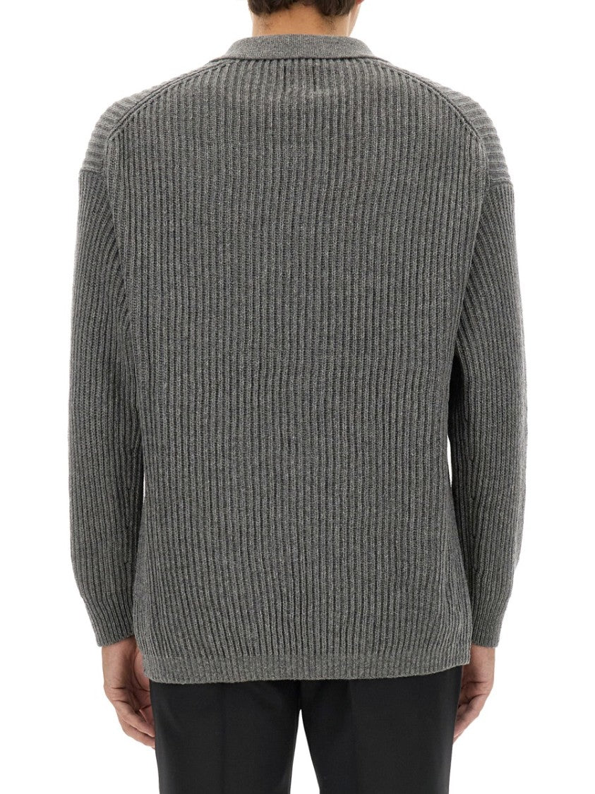 Ribbed Grey Wool Jersey
