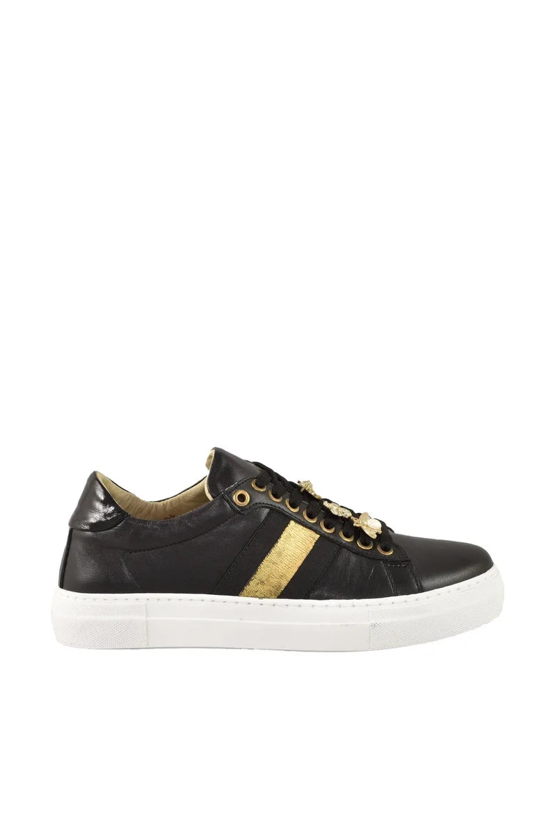 Leather Sneakers - Black/Gold