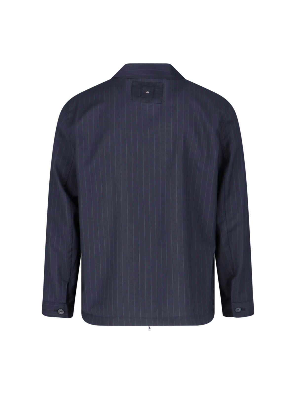 Black Pinstripe Virgin Wool Blend Jacket