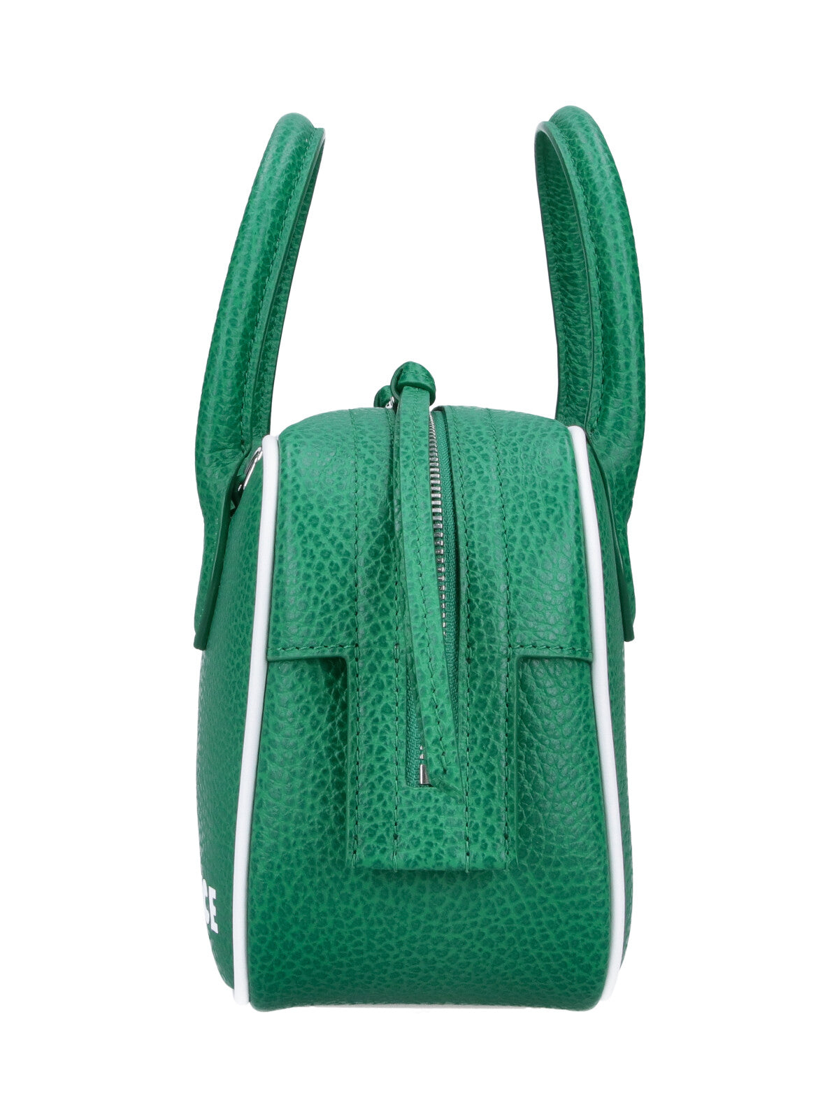 Green Textured Leather Rectangular Shoulder Bag