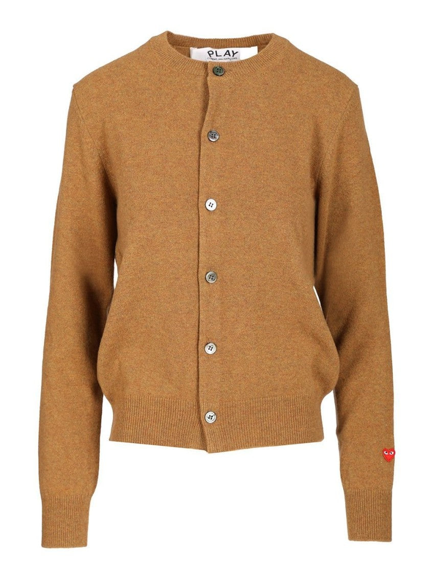 Wool Cardigan with Button-Up Front and Round Neckline