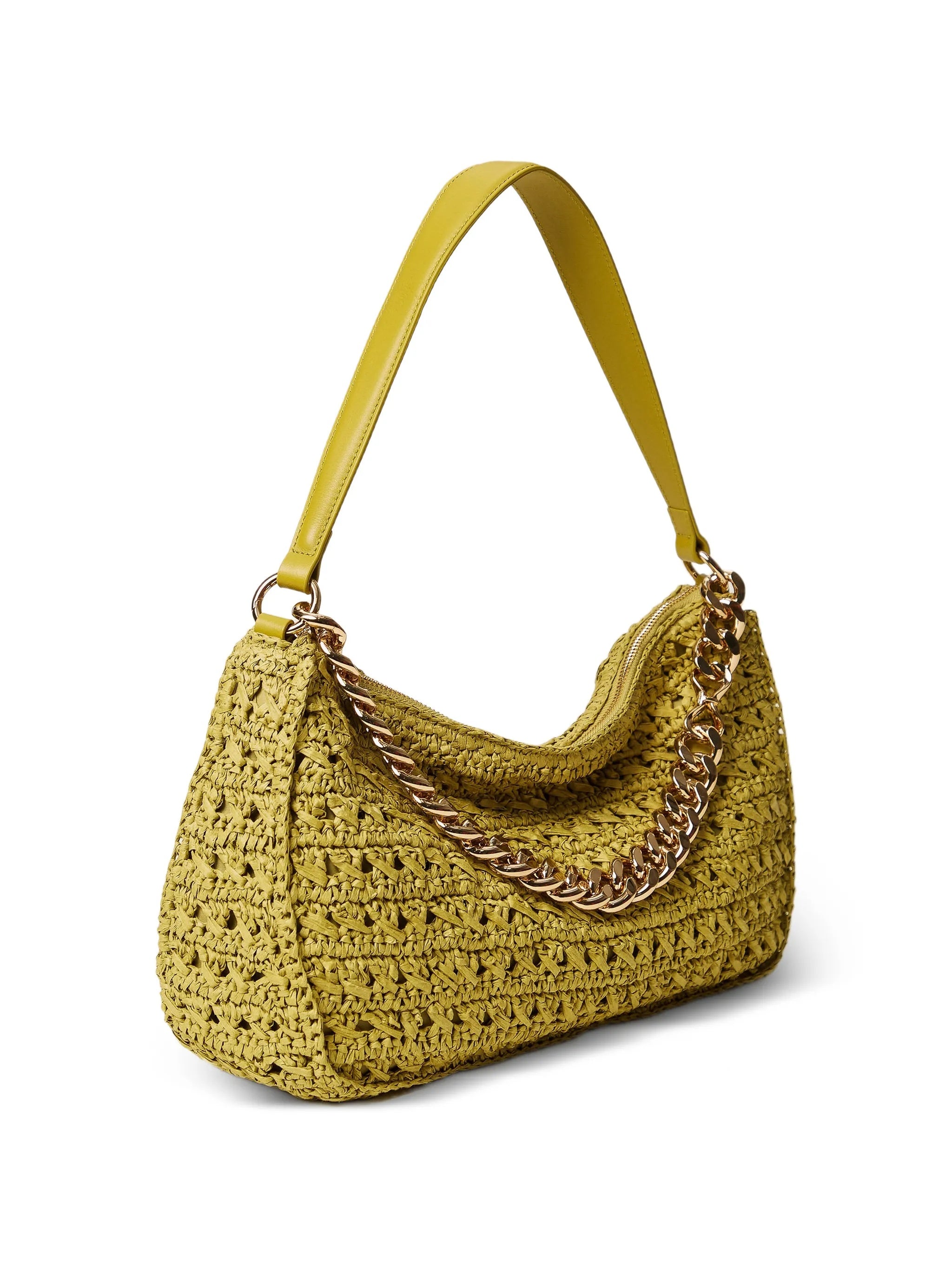 Mustard Yellow Textured Woven Shoulder Bag