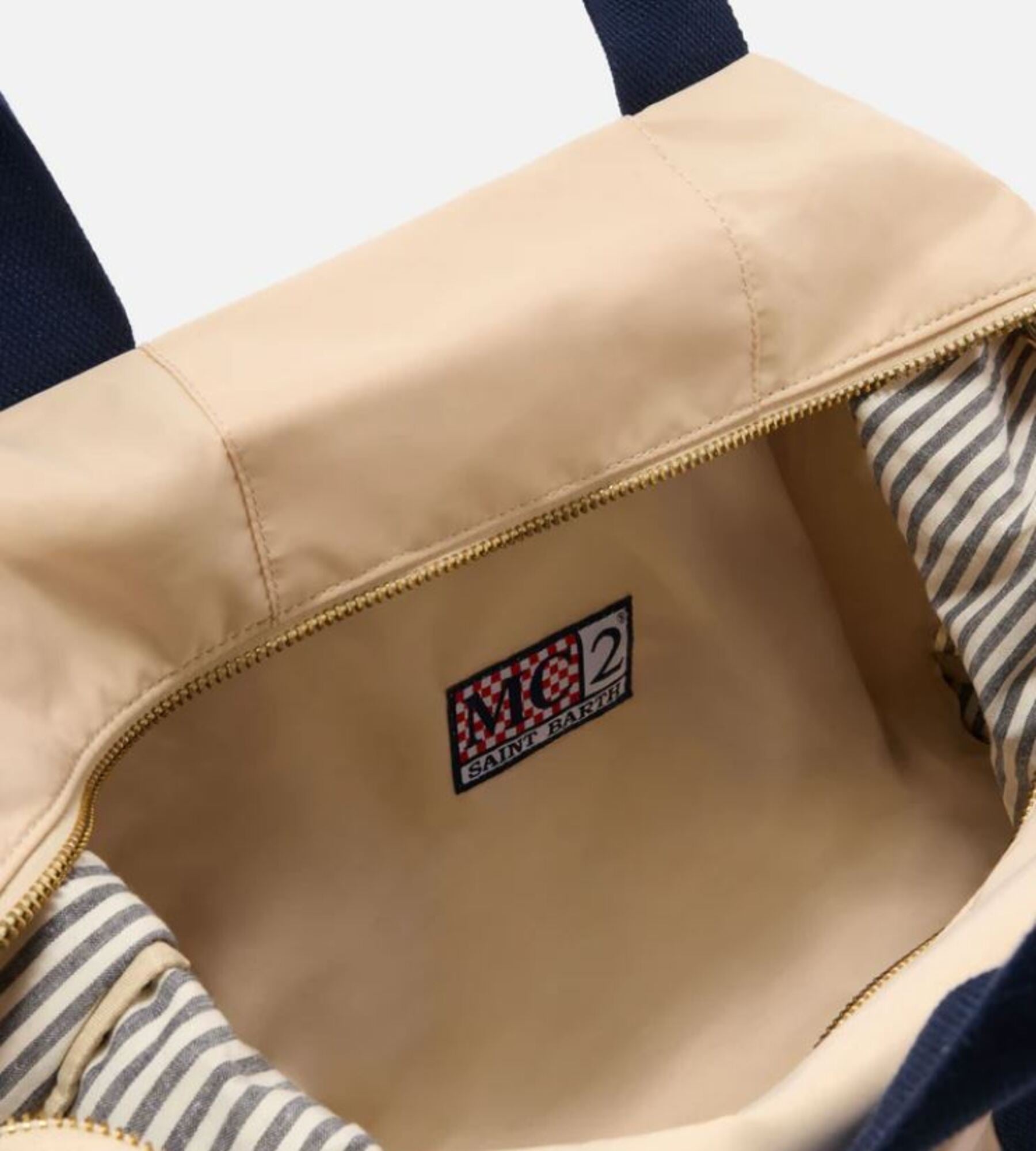 Two-Tone Tote Bag with Zip Closure