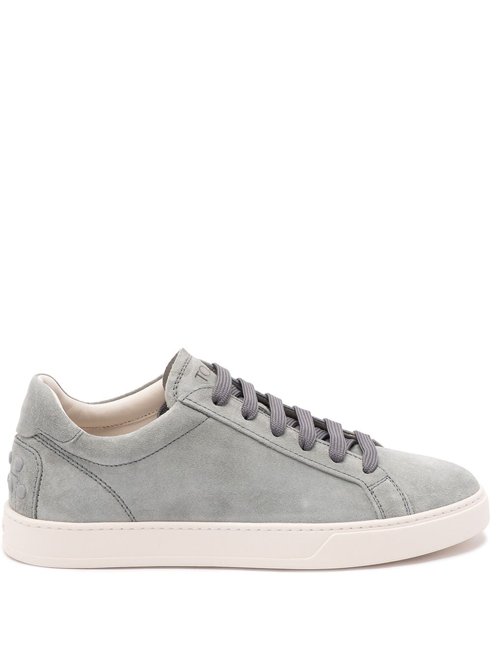 Grey Suede Low-Top Sneakers With Off-White Sole