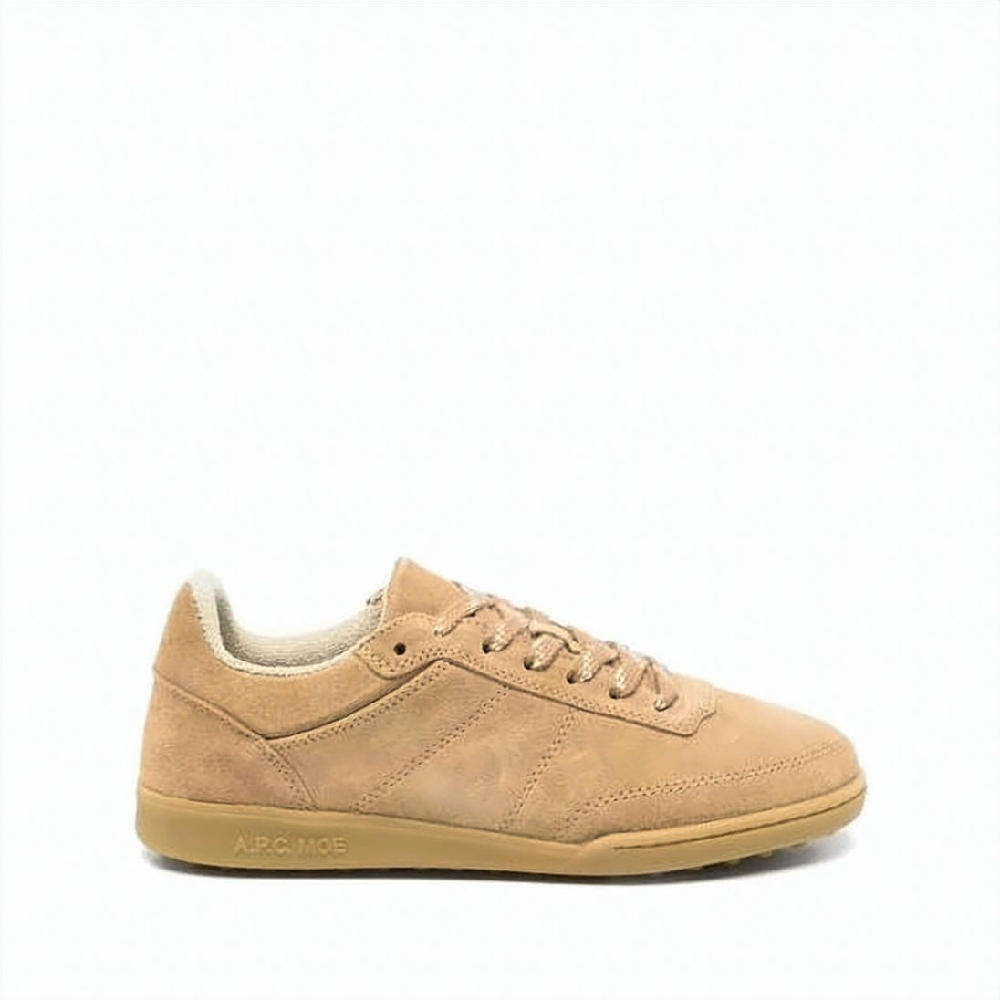 Monochromatic Tan Low-Top Sneakers in Soft Suede Leather