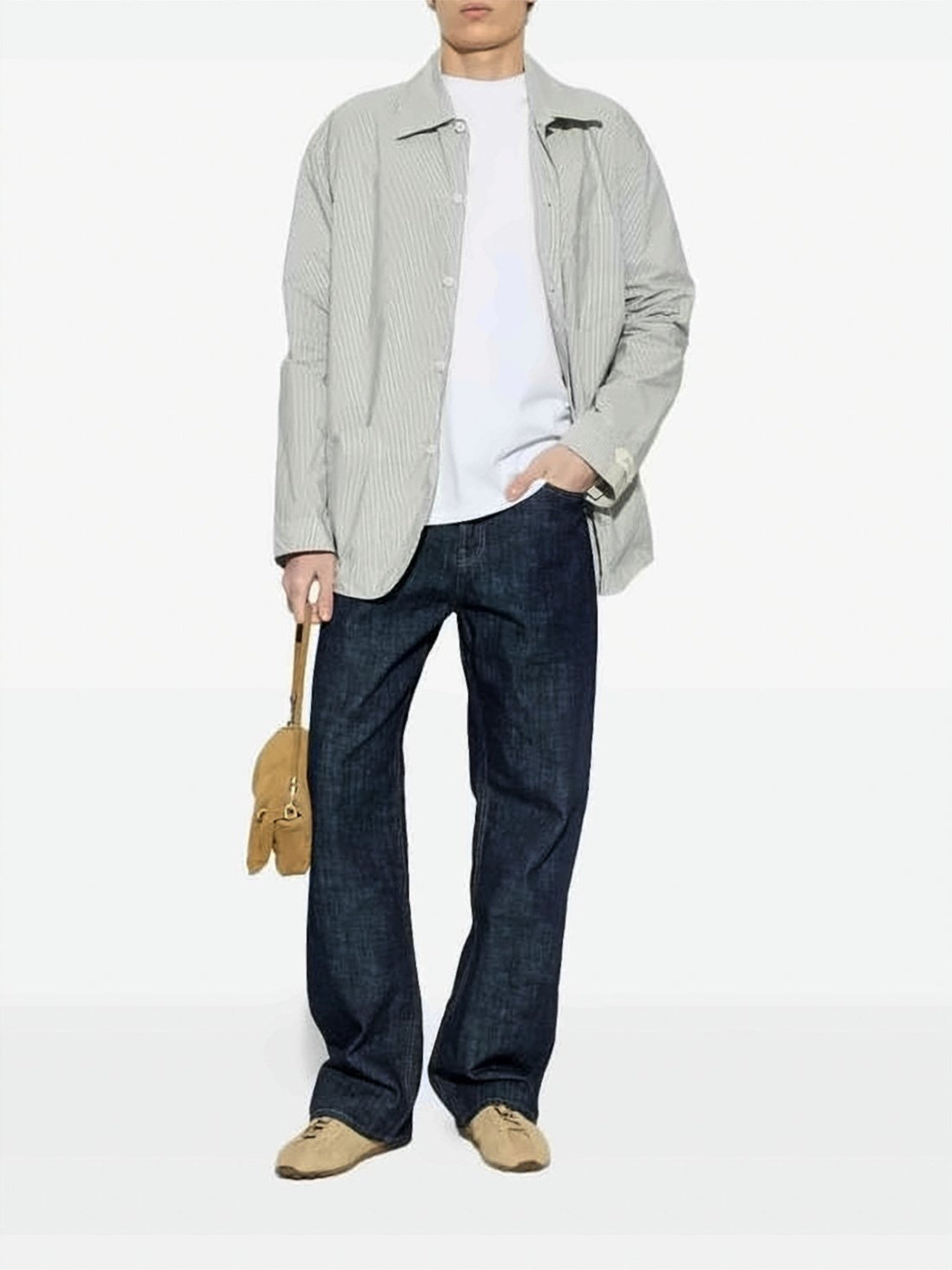 Straight-Leg Denim Jeans with Textured Cotton