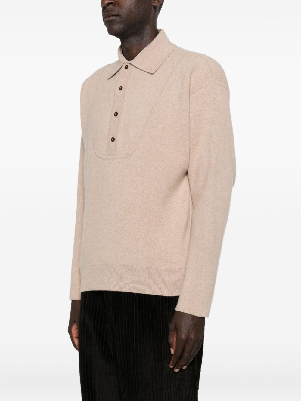 Polo Neck Sweater in Beige Wool-Cashmere Blend