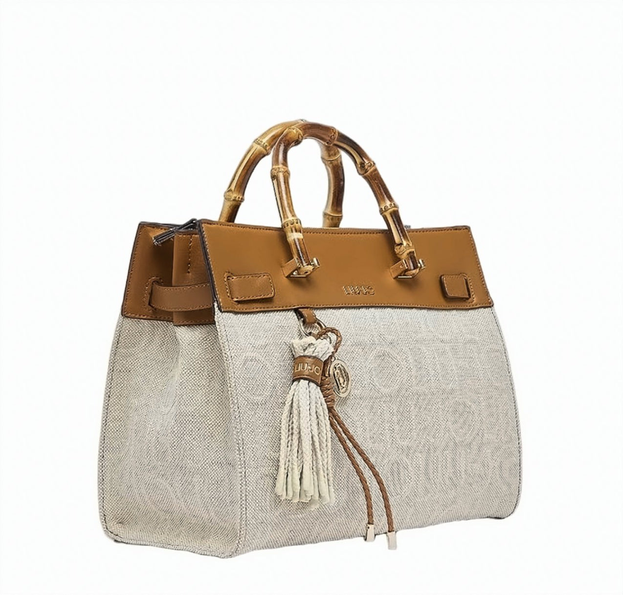 Jute Handle Medium Handbag