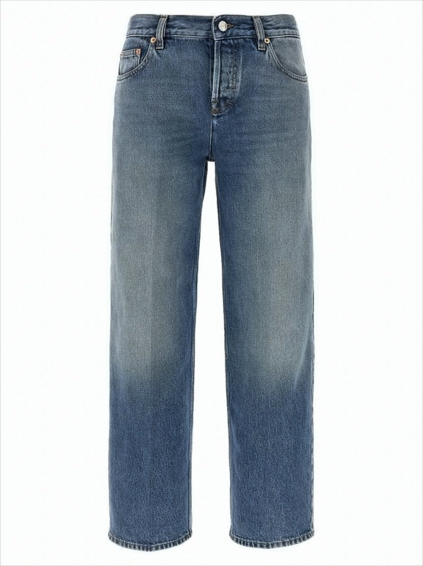 Straight-Leg Denim Pants with Mid-Rise Waist