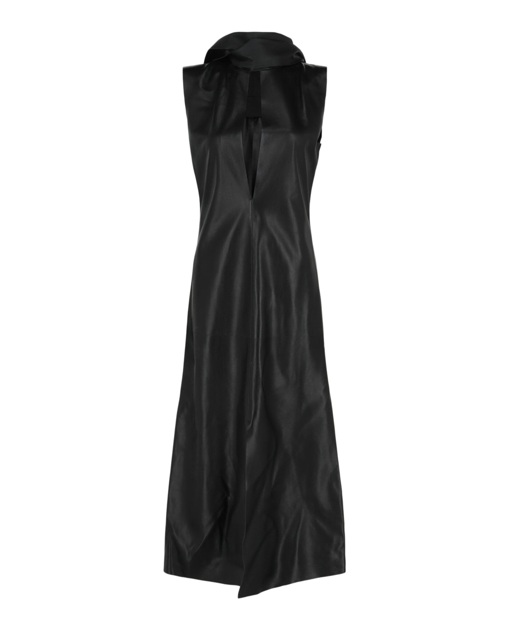 Lavalliere Leather Midi Dress